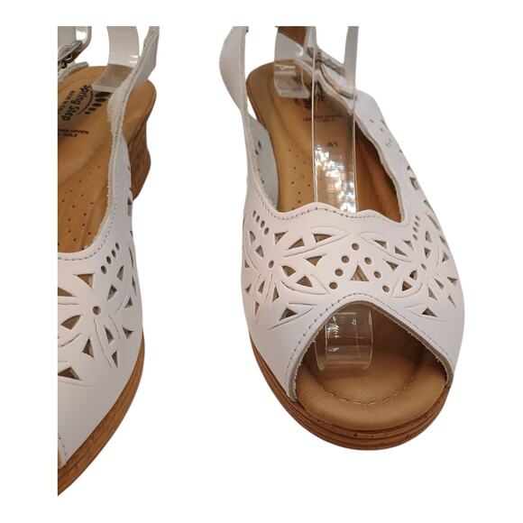 Spring Step Women's Orella White Slingback Cork Wedge Italian Leather Size 41 - Picture 7 of 11